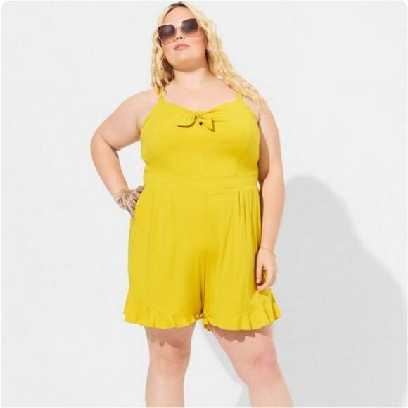 Torrid Challis Tie-Front Romper - Picture 1 of 4